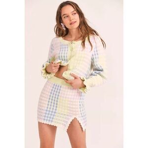NWT LoveShackFancy Pawley Sweater Skirt Mint Jelly S Pastel